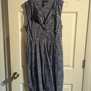 Woolrich Navy and White Sleeveless Midi Dress